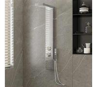 vidaXL Système de panneaux de douche carré en acier inoxydable - finition brossée - 4 fonctions