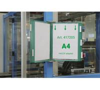 Système de panneaux d'affichage muraux A4 en acier inoxydable, ouvert sur les côtés, avec 10 panneaux d'affichage A4 verts