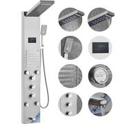 Système de panneaux de douche VEVOR, 6 modes de douche, tour de panneaux de douche hydroélectrique à LED et écran, cascade, chute d'eau, 5 buses de massage, bec de baignoire, douchette, kit de douche