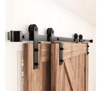 Système de portes coulissantes pour double vantail, 183 cm, kit de rails de passage en acier carbone noir