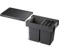 Système de poubelles de 2 x 8 litres pour meuble bas de 30 cm, en aluminium