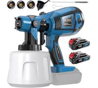 Système de pulvérisation de peinture sans fil avec 2 batteries de 3000 mAh, pistolet à peinture de 1000 ml avec 3 buses pour Makita 18 V Batterie BL1850, 3 motifs, pistolet pulvérisateur sans fil pour