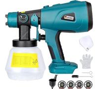 Système de pulvérisation de peinture sans fil pour batterie Makita 18V, puissance 200W, pistolet de peinture HVLP avec réservoir de 1000 ml, 4 buses et 3 motifs de pulvérisation, idéal pour les travau