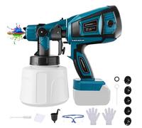 Système de pulvérisation sans Fil pour Makita 18V (sans Batterie) | Pistolet à Peinture, Réservoir 1000ml, 5 buses, 3 motifs, brosse, gants et lunettes