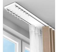 Système de Rail de Plafond en Aluminium avec glissières fluides - Tringle à 2 canaux Personnalisable pour Rideaux Modernes. Idéal pour l'habillage des fenêtres intérieures. Installation faci