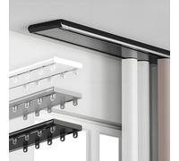 Système de rail de plafond réglable en aluminium robuste de 5,4 m avec crochets - Rail coulissant lisse pour chambre à coucher, salon, hôtels - Design noir durable