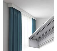 Système de rail de rideau 3 en 1 en métal - Support de plafond double rail réglable et traitement de fenêtre mural (2,6 m design polyvalent)