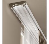 Système de rail de rideau de plafond à double voie avec crochets à rouleaux - Rail de rideau occultant pour cuisine et salon - Ensemble de rails coulissants réglables avec supports