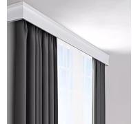 Système de rail de rideau mural réglable 3 en 1 avec double caisson à lamelles, tringles de séparation de pièce robustes, extensibles de 1 à 5 m pour baies vitrées Blanc