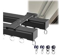 Système de Rail Double réglable de 1,8 m pour Rideaux - Kit Complet de Rail de Plafond à 2 Voies pour séparations de pièces et Habillage de fenêtres - Solution Haut de Gamme Riel Cortina Tec