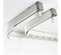 Système de rail flexible incurvé de 3 m pour double rideau de baie vitrée - Rail en alliage d'aluminium durable pour montage au plafond ou au mur, raccords réglables pour des solutions de draperie