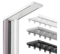 Système de rail pour porte coulissante robuste de 5,8 m - Double rail de plafond pour salon et chambre à coucher - Longueur réglable (gris, 560 cm)