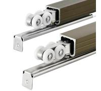 Système de rails coulissants en aluminium à 2 portes 2,8 m Kit de quincaillerie invisible pour portes intérieures, plafond, montage mural, disponible en 1 m et 6 m de long, bronze H mécanisme de