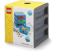 Système de rangement 3 tiroirs - LEGO - 5006608 - Gris - 3 tiroirs semi-transparents - Plaque LEGO 4×6 tenons