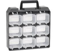 Système de rangement à monter soi-même avec 9 bacs amovibles à vis et supports pour sangles - facile à transporter - Boîte d'atelier UC-9 - Système de rangement gris-noir