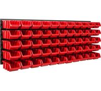 Système de rangement Étagère d'atelier | 115 x 39 cm | 55 pièces Boîte | Étagère murale avec bacs empilables - Panneaux muraux Étagère à bacs extra-robuste Panneau perforé pour outils Étagère de range