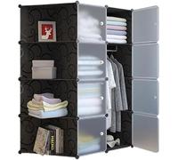 Système de rangement - Étagère modulaire en forme de cubes avec portes - À assembler soi-même - Étanche - Résistant aux taches - Plastique - Noir