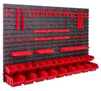 Système de rangement mural 115 x 78 cm, porte-outils, 23 bacs empilables, conteneurs, bacs de rangement, panneaux muraux ultra-résistants, étagère coulissante, étagère d'atelier, étagère de rangement,