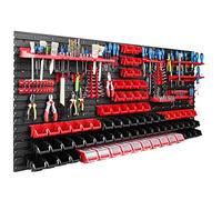 Système de rangement mural pour atelier et garage 172 x 78 cm Avec 78 boîtes empilables et supports d’outils Panneau porte-outil perforé ultra solide