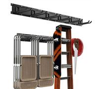 Système de rangement pour garage avec 3 rangées, 6 poignées, longueur 121 cm, métal, couleur genévrier, cave, atelier, chariot d'entrée, porte-balais, outils de creusage, tiroir à outils, bac de range