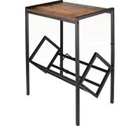 Système de rangement pour vinyles – design élégant en noir et bois – finition haut de gamme – espace suffisant pour de nombreux vinyles – mobilité pratique grâce à ses roulettes