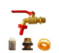 Système de robinet de réservoir d'eau en laiton avec rondelles d'élément filtrant, montage de cloison et adaptateur de tuyau d'arrosage GHT 1,9 cm
