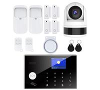 Système de sécurité pour la maison intelligente, connectivité sans fil, contrôle via application mobile, couleur gris foncé, sans prise secteur