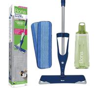 Système de serpillère spray - Nettoyant pour sols - Nettoyage des sols - Rotation à 360 degrés - Tête de 42 cm - Bleu