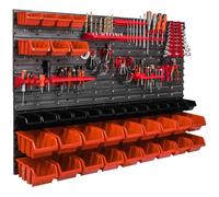 Système de stockage Étagère murale 1152 x 780 mm Paroi à outils 39 pcs Bacs gerbables plastique