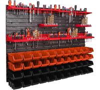 Système de stockage Étagère murale 1152 x 780 mm Paroi à outils 44 pcs Bacs gerbables plastique