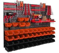 Système de stockage Étagère murale 1152 x 780 mm Paroi à outils 50 pcs Bacs gerbables plastique