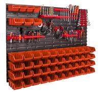 Système de stockage Étagère murale 1152 x 780 mm Paroi à outils 51 pcs Bacs gerbables plastique