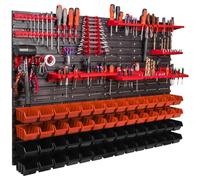Système de stockage Étagère murale 1152 x 780 mm Paroi à outils 56 pcs Bacs gerbables plastique