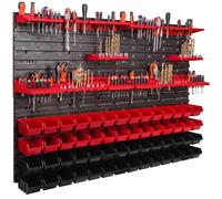 Système de stockage Étagère murale 1152 x 780 mm Paroi à outils 56 pcs Bacs gerbables plastique