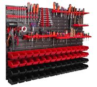 Système de stockage Étagère murale 1152 x 780 mm Paroi à outils 56 pcs Bacs gerbables plastique