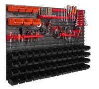 Système de stockage Étagère murale 1152 x 780 mm Paroi à outils 63 pcs Bacs gerbables plastique