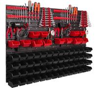 Système de stockage Étagère murale 1152 x 780 mm Paroi à outils 68 pcs Bacs gerbables plastique