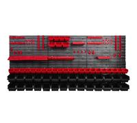 Système de stockage Étagère murale 1728 x 780 mm Paroi à outils 57 pcs Bacs gerbables plastique