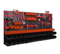 Système de stockage Étagère murale 1728 x 780 mm Paroi à outils 63 pcs Bacs gerbables plastique