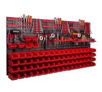 Système de stockage Étagère murale 1728 x 780 mm Paroi à outils 74 pcs Bacs gerbables plastique