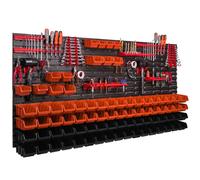 Système de stockage Étagère murale 1728 x 780 mm Paroi à outils 81 pcs Bacs gerbables plastique
