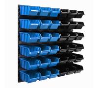 Système de stockage Étagère murale 77 x 78 cm avec 36 boîtes Bleu et noir