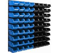 Système de stockage Étagère murale 77 x 78 cm avec 72 boîtes Bleu et noir