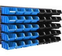 Système de stockage Etagère murale 770 x 390 mm | 40 pcs. Box | Bacs gerbables Rayonnage pour bacs à bec | Panneaux muraux extra-forts | Rayonnage extensible | Rayonnage d'atelier Rayonnage de stockag