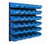 Système de stockage Etagère murale 770 x 780 mm | 36 pcs. Box | Bacs gerbables Rayonnage pour bacs à bec | Panneaux muraux extra-forts | Rayonnage extensible | Rayonnage d'atelier Rayonnage de stockag