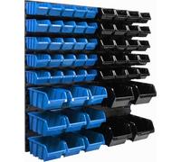 Système de stockage Etagère murale 770 x 780 mm | 58 pcs. Box | Bacs gerbables Rayonnage pour bacs à bec | Panneaux muraux extra-forts | Rayonnage extensible | Rayonnage d'atelier Rayonnage de stockag