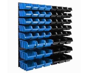 Système de stockage Etagère murale 770 x 780 mm | 58 pcs. Box | Bacs gerbables Rayonnage pour bacs à bec | Panneaux muraux extra-forts | Rayonnage extensible | Rayonnage d'atelier Rayonnage de stockag