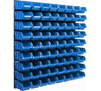 Système de stockage Etagère murale 770 x 780 mm | 72 pcs. Box | Bacs gerbables Rayonnage pour bacs à bec | Panneaux muraux extra-forts | Rayonnage extensible | Rayonnage d'atelier Rayonnage de stockag