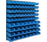 Système de stockage Etagère murale 770 x 780 mm | 82 pcs. Box | Bacs gerbables Rayonnage pour bacs à bec | Panneaux muraux extra-forts | Rayonnage extensible | Rayonnage d'atelier Rayonnage de stockag