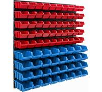 Système de stockage Etagère murale 770 x 780 mm | 82 pcs. Box | Bacs gerbables Rayonnage pour bacs à bec | Panneaux muraux extra-forts | Rayonnage extensible | Rayonnage d'atelier Rayonnage de stockag